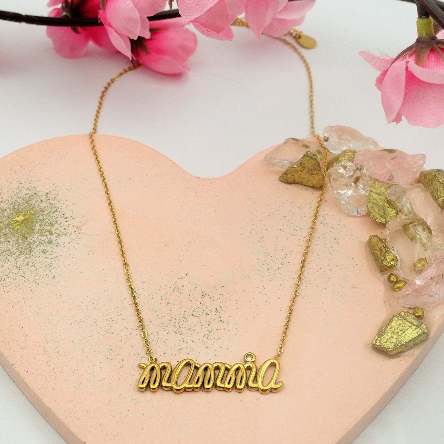 MAMMA Collana Con scritta MAMMA in Acciaio Inossidabile