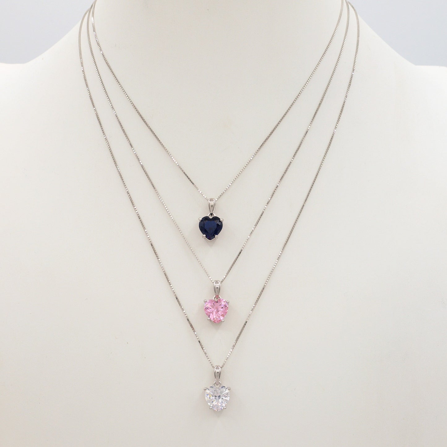 JADE ~ ARGENTO 925 ~ Collana con pendente cuore in cubic zirconia