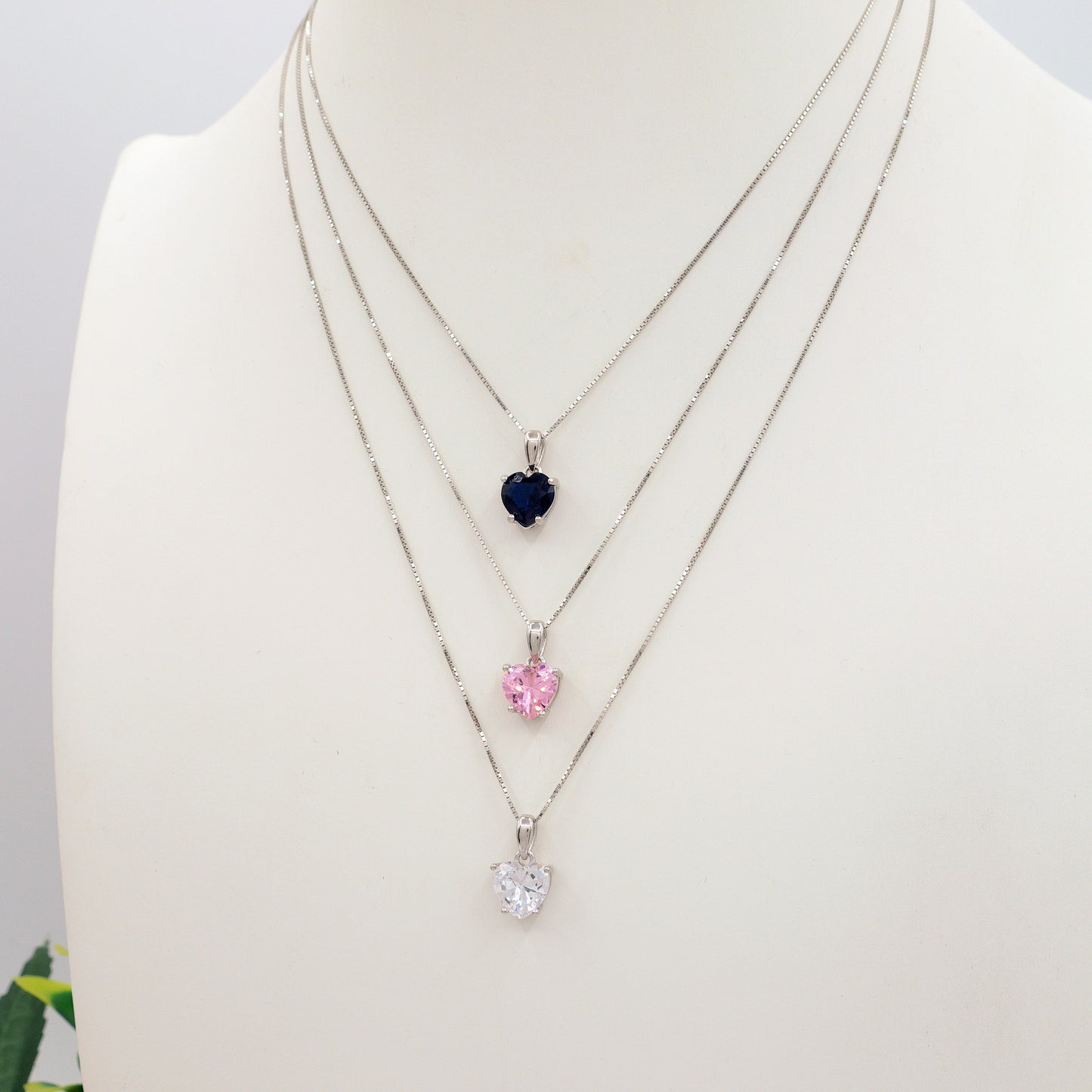 JADE ~ ARGENTO 925 ~ Collana con pendente cuore in cubic zirconia