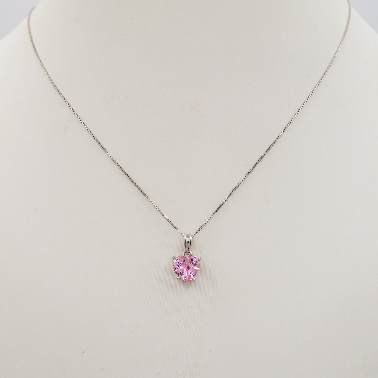 JADE ~ ARGENTO 925 ~ Collana con pendente cuore in cubic zirconia
