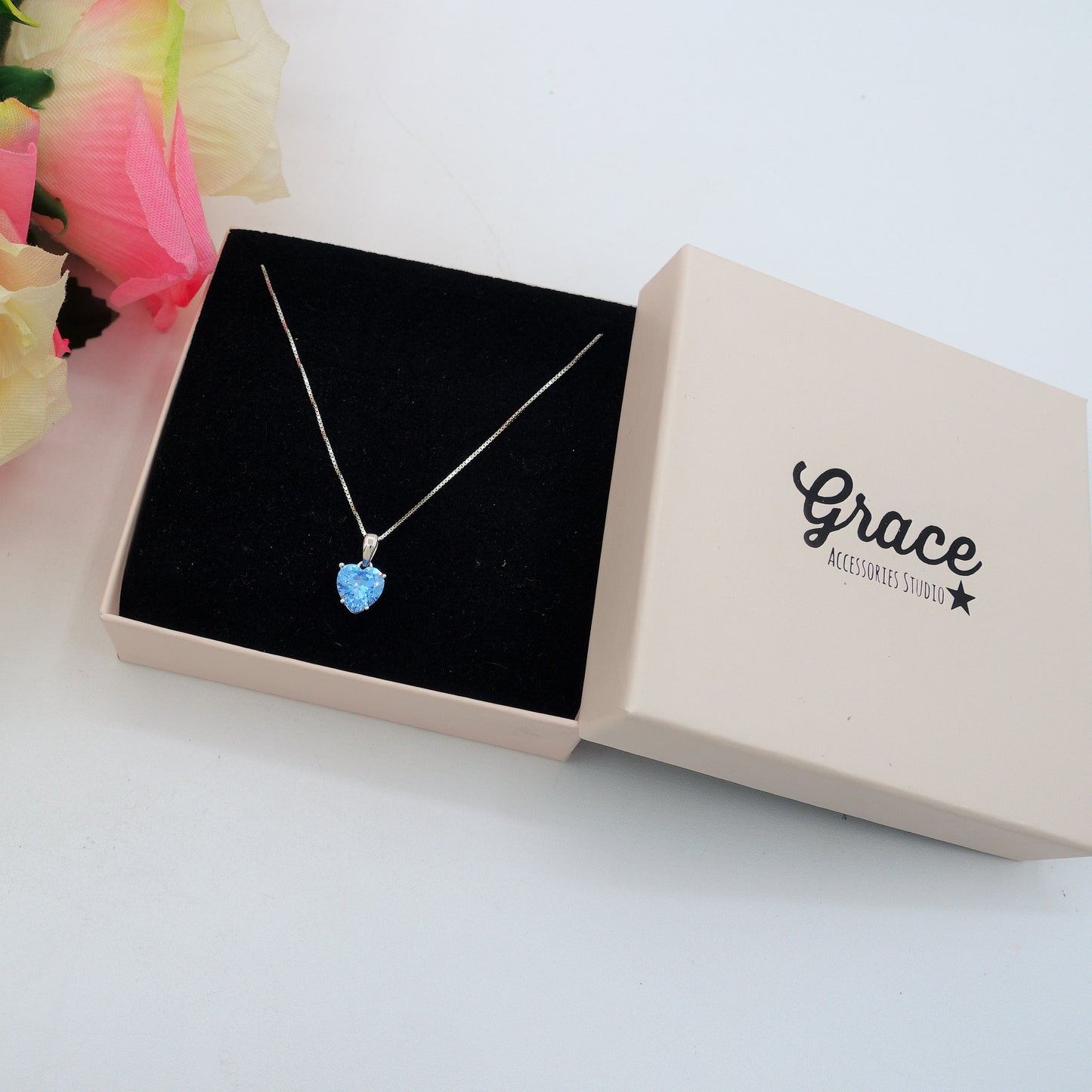 JADE ~ ARGENTO 925 ~ Collana con pendente cuore in cubic zirconia