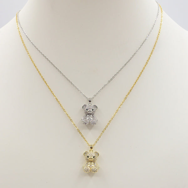 SET PADDINGTON - Collana + Orecchini pendenti in cubic zirconia a orsetto