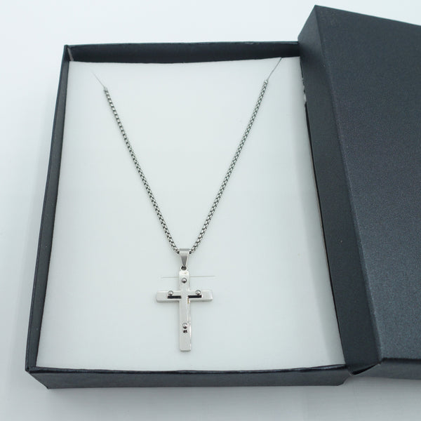 CROSS SET UOMO ~ Acciaio inossidabile Collana croce + bracciale