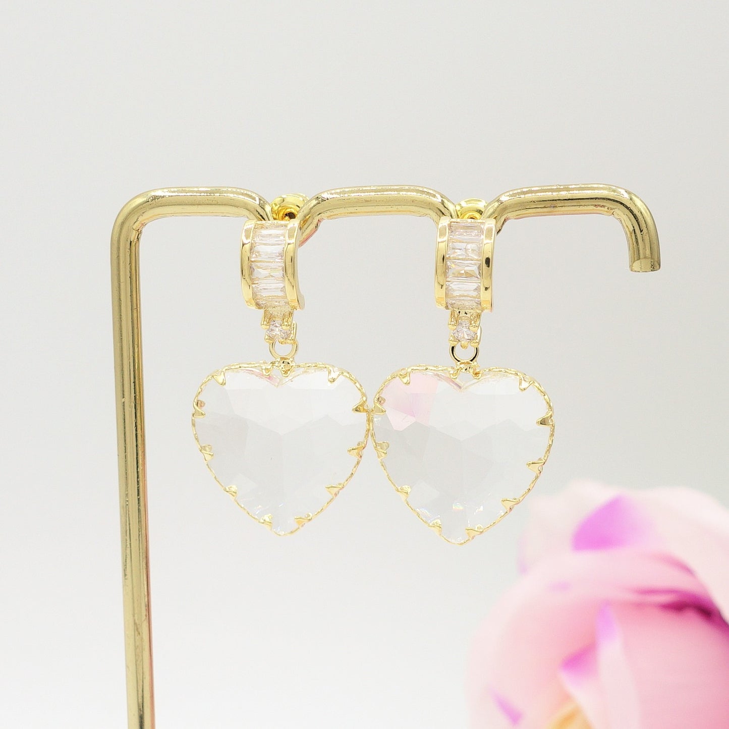 VIOLETTE MINI Heart - Paio Orecchini pendenti cuore e cubic zirconia