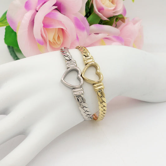 NOVA ~ Bracciale ACCIAIO INOSSIDABILE catena groumette e cuore