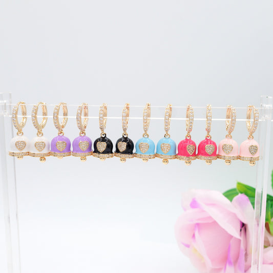 TINKERBELL RAINBOW - Orecchini a campanella con Cubic Zirconia a forma di cuore