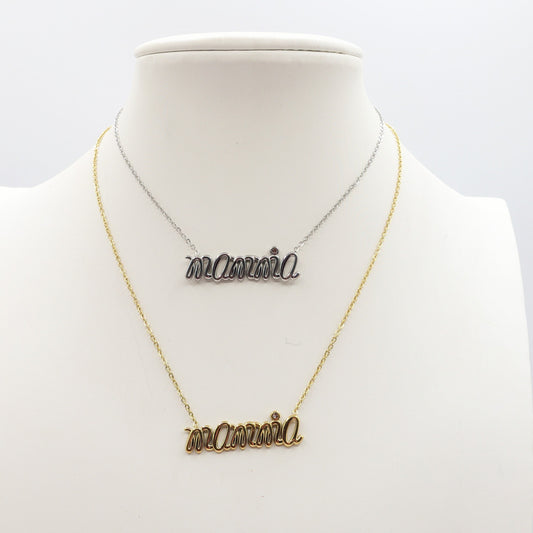 MAMMA Collana Con scritta MAMMA in Acciaio Inossidabile
