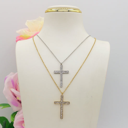 FANNY - ACCIAIO INOSSIDABILE - Collana con pendente croce in cubic zirconia