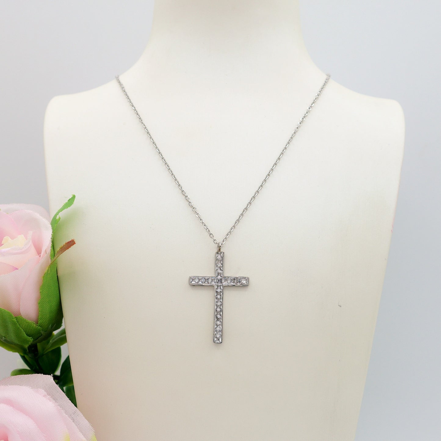 FANNY - ACCIAIO INOSSIDABILE - Collana con pendente croce in cubic zirconia