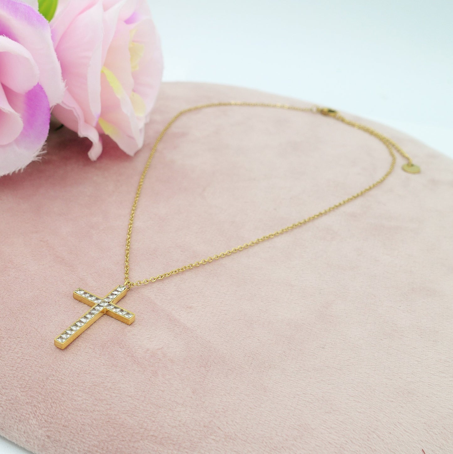 FANNY - ACCIAIO INOSSIDABILE - Collana con pendente croce in cubic zirconia