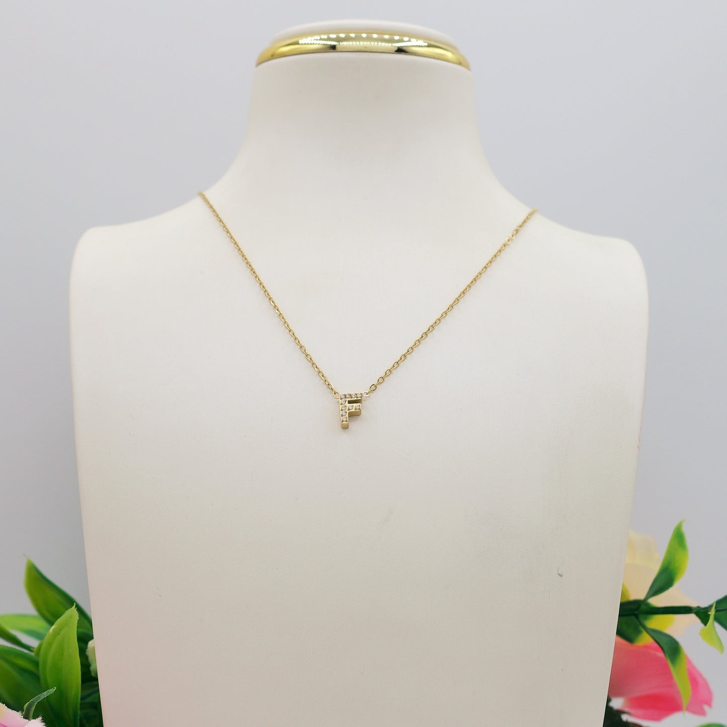 Collana MINI INIZIALE Zirconata in Acciaio inossidabile