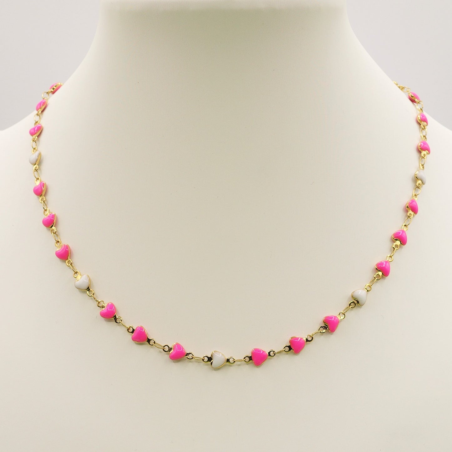 TAHITI~ Collana ACCIAIO INOSSIDABILE con cuori smaltati