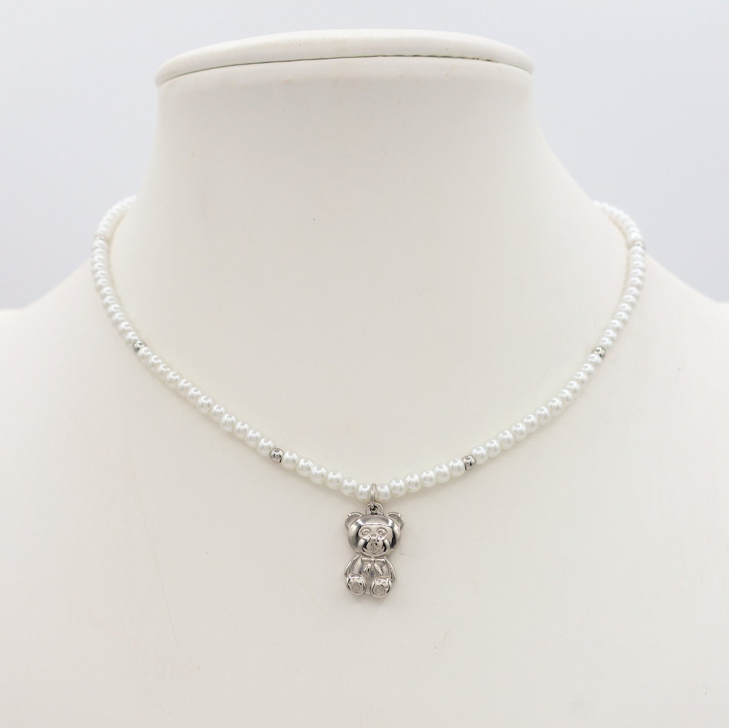 TEDDY PEARLS - Girocollo perle con orsetto in Acciaio inossidabile