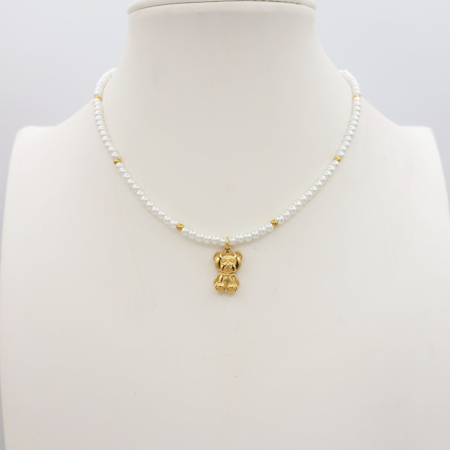 TEDDY PEARLS - Girocollo perle con orsetto in Acciaio inossidabile