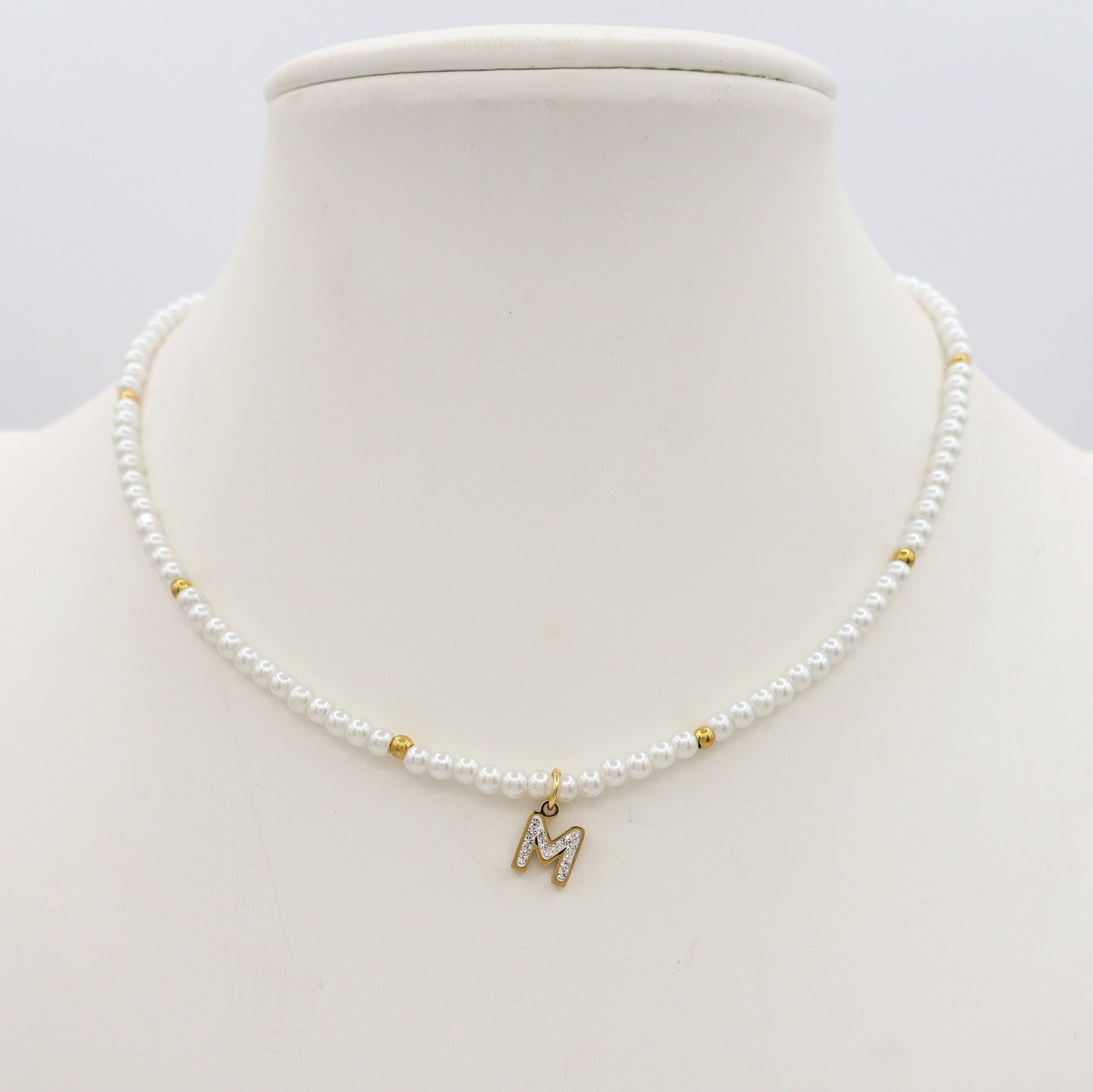 PEARLS INITIAL - Girocollo perle con iniziale Zirconata in Acciaio inossidabile
