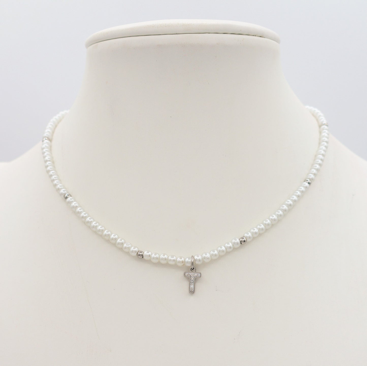 PEARLS INITIAL - Girocollo perle con iniziale Zirconata in Acciaio inossidabile