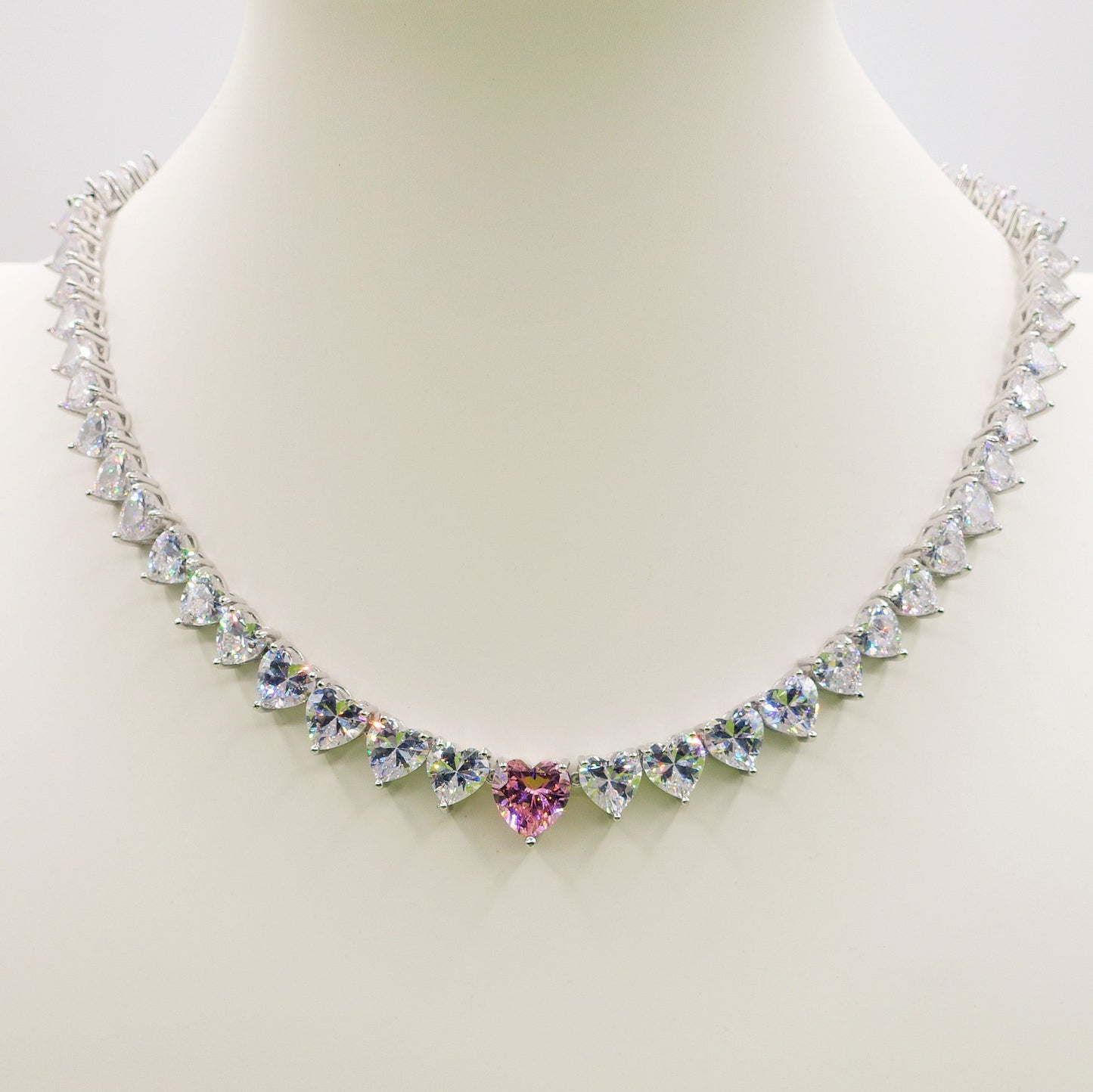 CHERIE -CUORI DEGRADE'- collana collier con cubic zirconia a forma di cuore