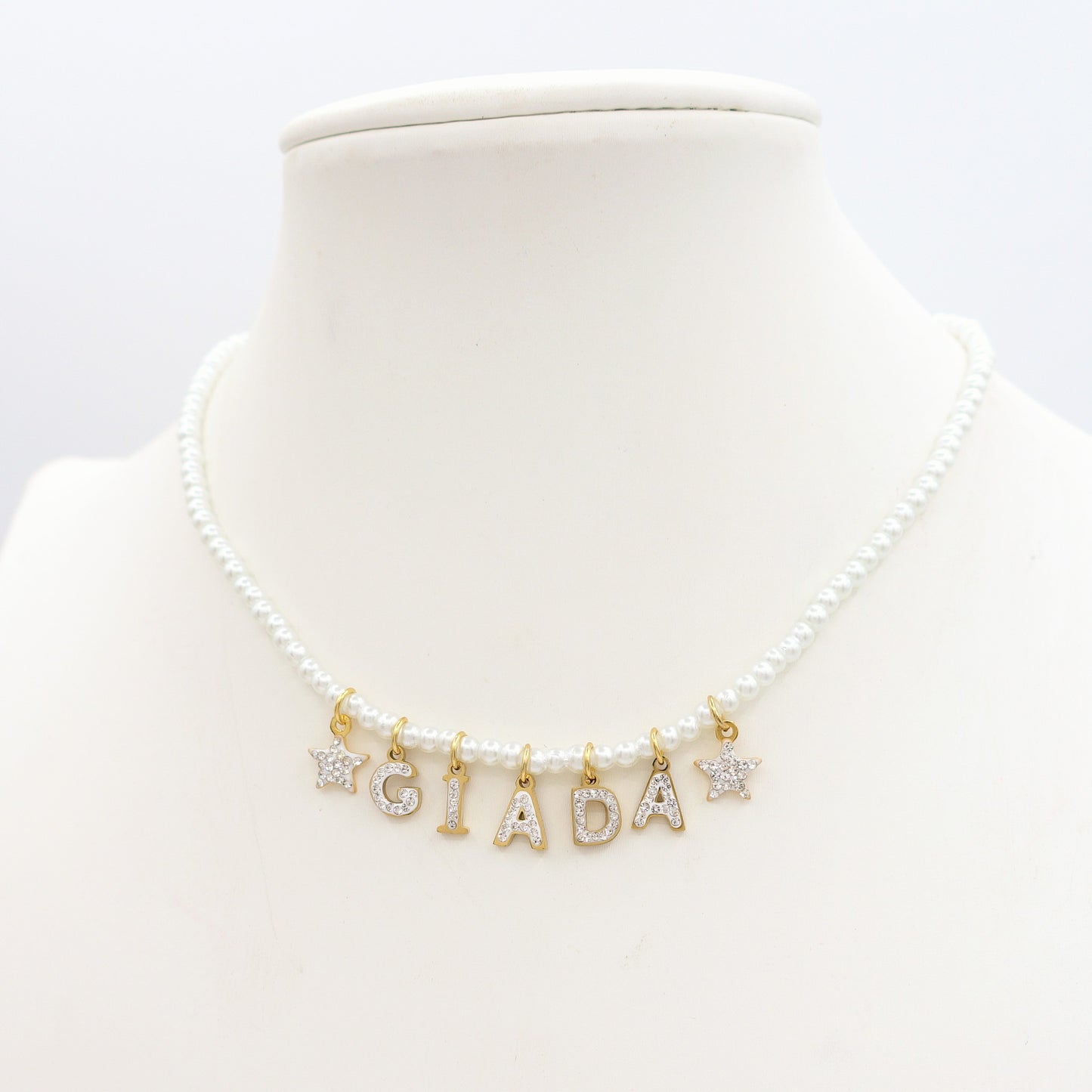CHOKER Perle Con Nome personalizzabile in Acciaio Inox