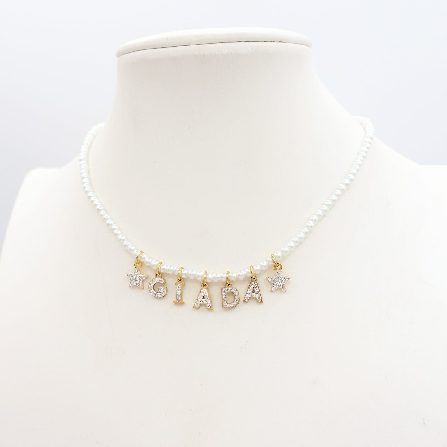 CHOKER Perle Con Nome personalizzabile in Acciaio Inox