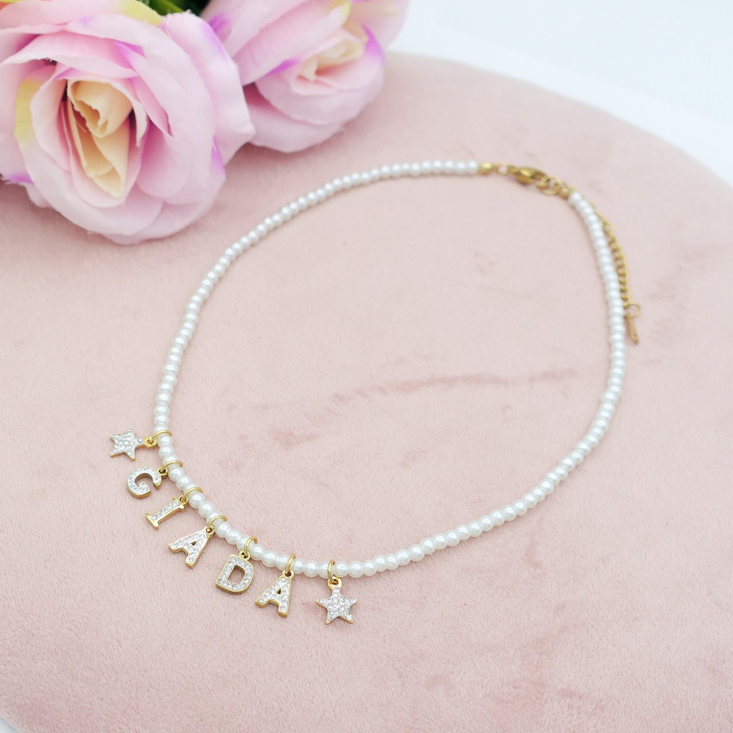 CHOKER Perle Con Nome personalizzabile in Acciaio Inox