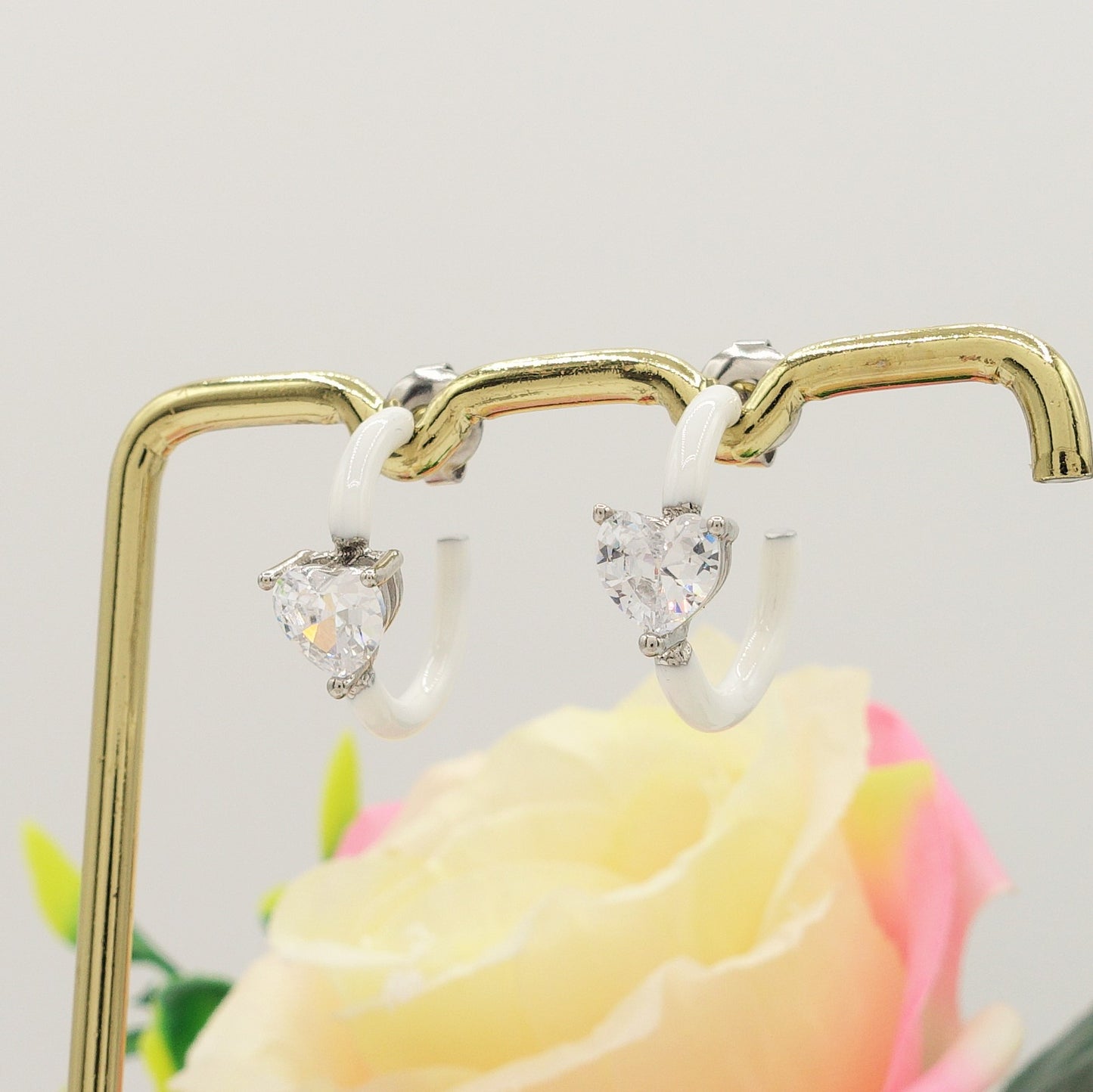 ROSE FLUO - HOOPS - acciaio inossidabile- 13 colori orecchini a cerchio smaltati con cubic zirconia