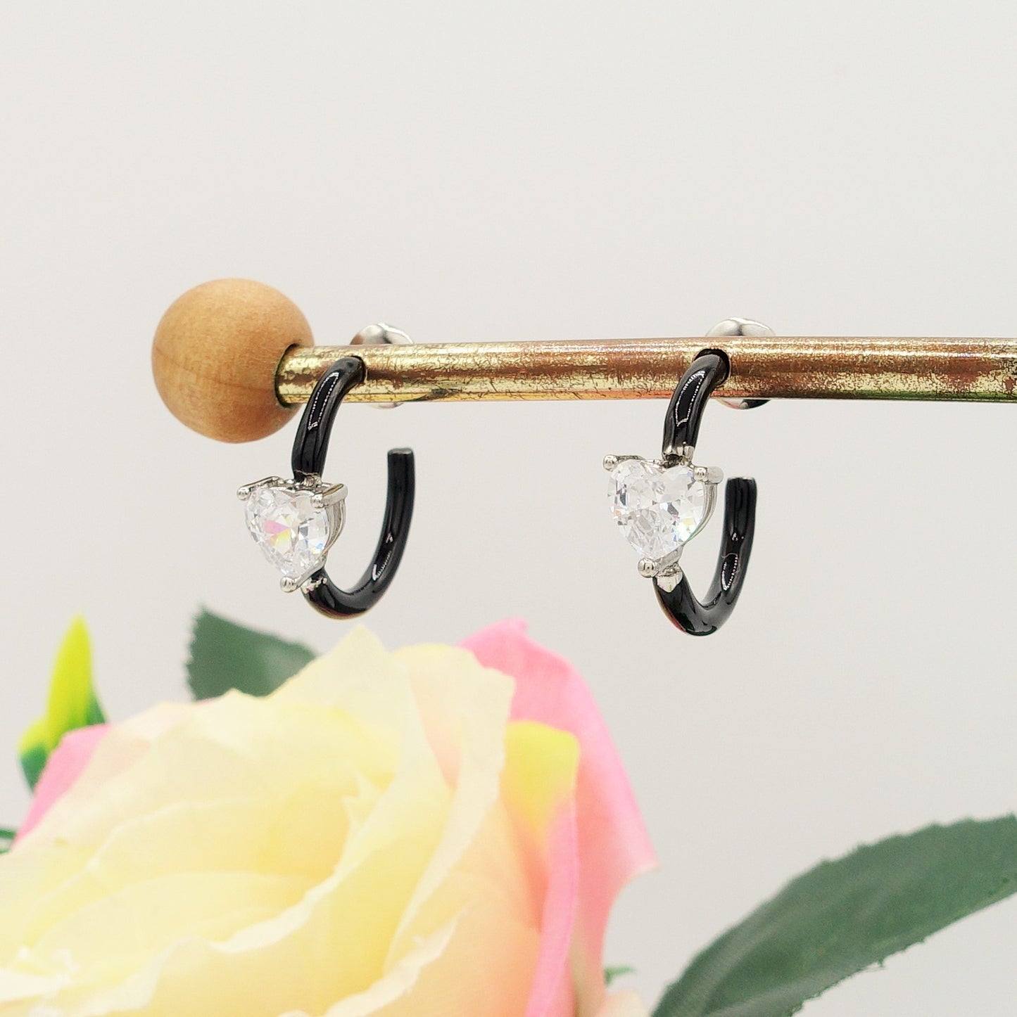 ROSE FLUO - HOOPS - acciaio inossidabile- 13 colori orecchini a cerchio smaltati con cubic zirconia