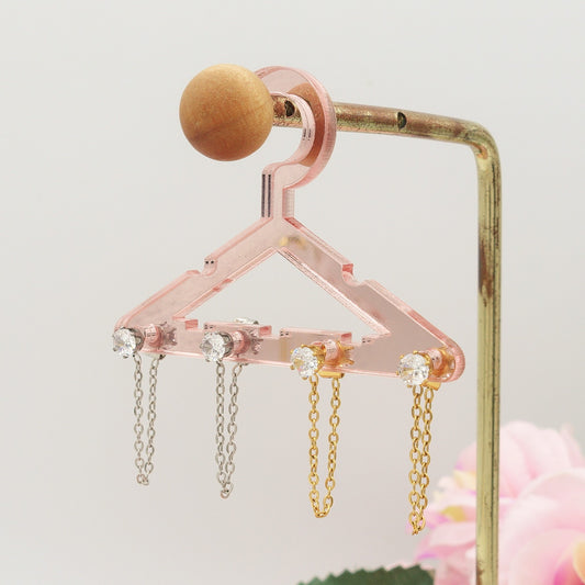 SHINY punto luce catenella - ACCIAIO inossidabile ~PAIO Orecchini con catenella e cubic zirconia