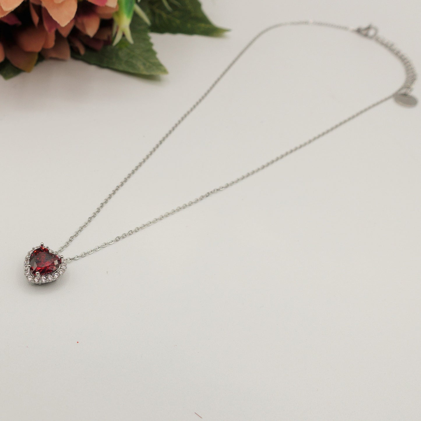 DIANA -" RED Set"- collana zirconi + orecchini e anello zirconia