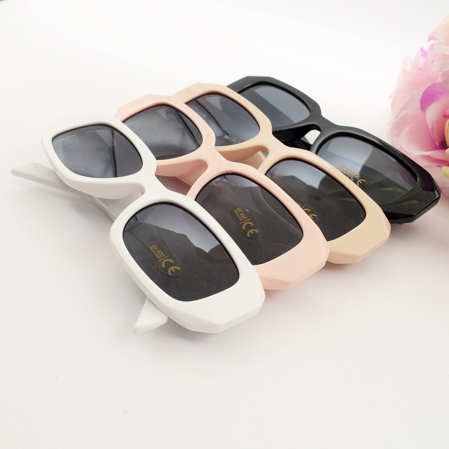 EMILIA - Occhiali da sole MAXI con effetti geometrici - UV400 con custodia