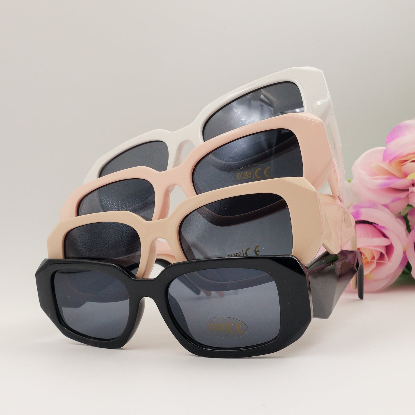 EMILIA - Occhiali da sole MAXI con effetti geometrici - UV400 con custodia