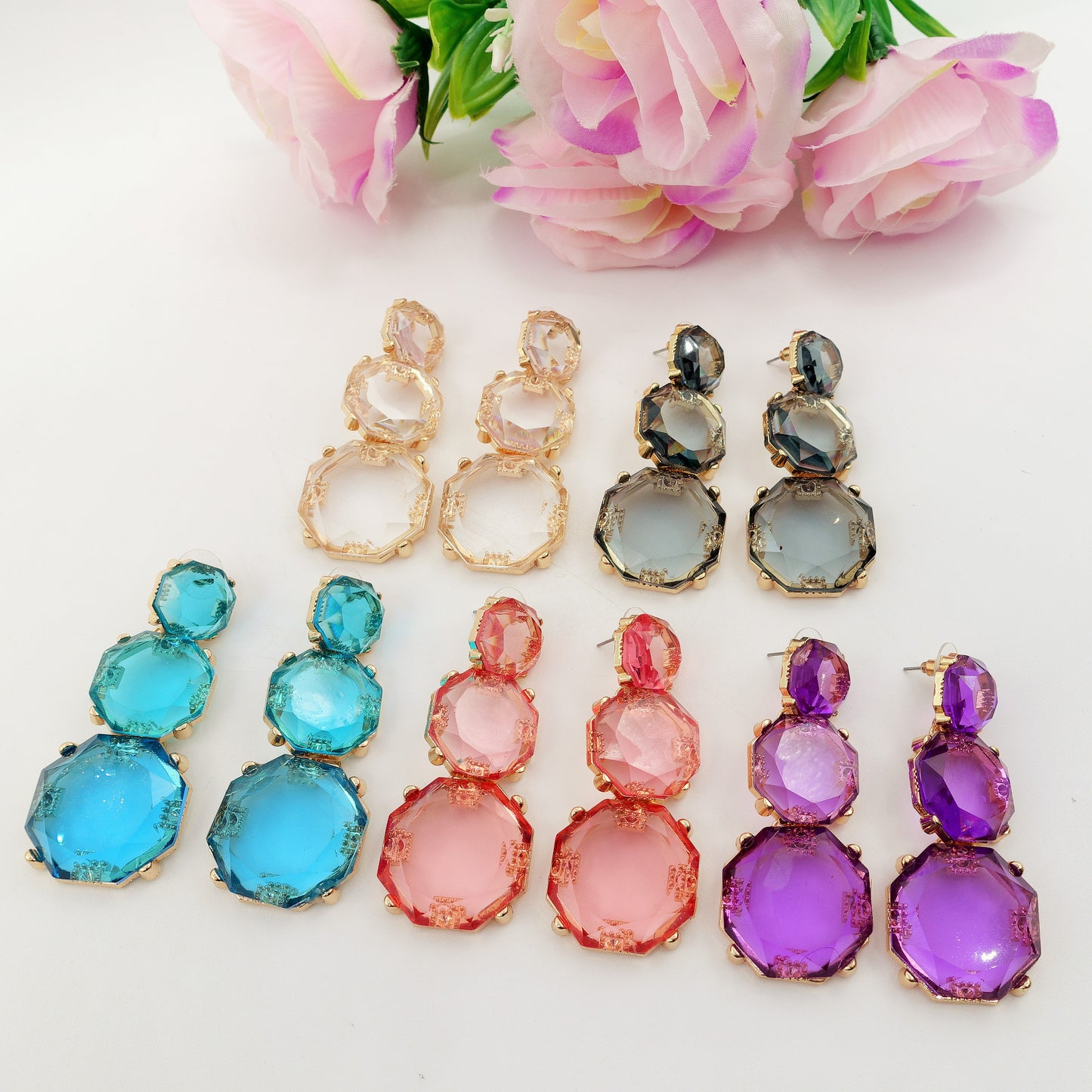 YVONNE SET - Collier e Orecchini con cristalli sfaccettati