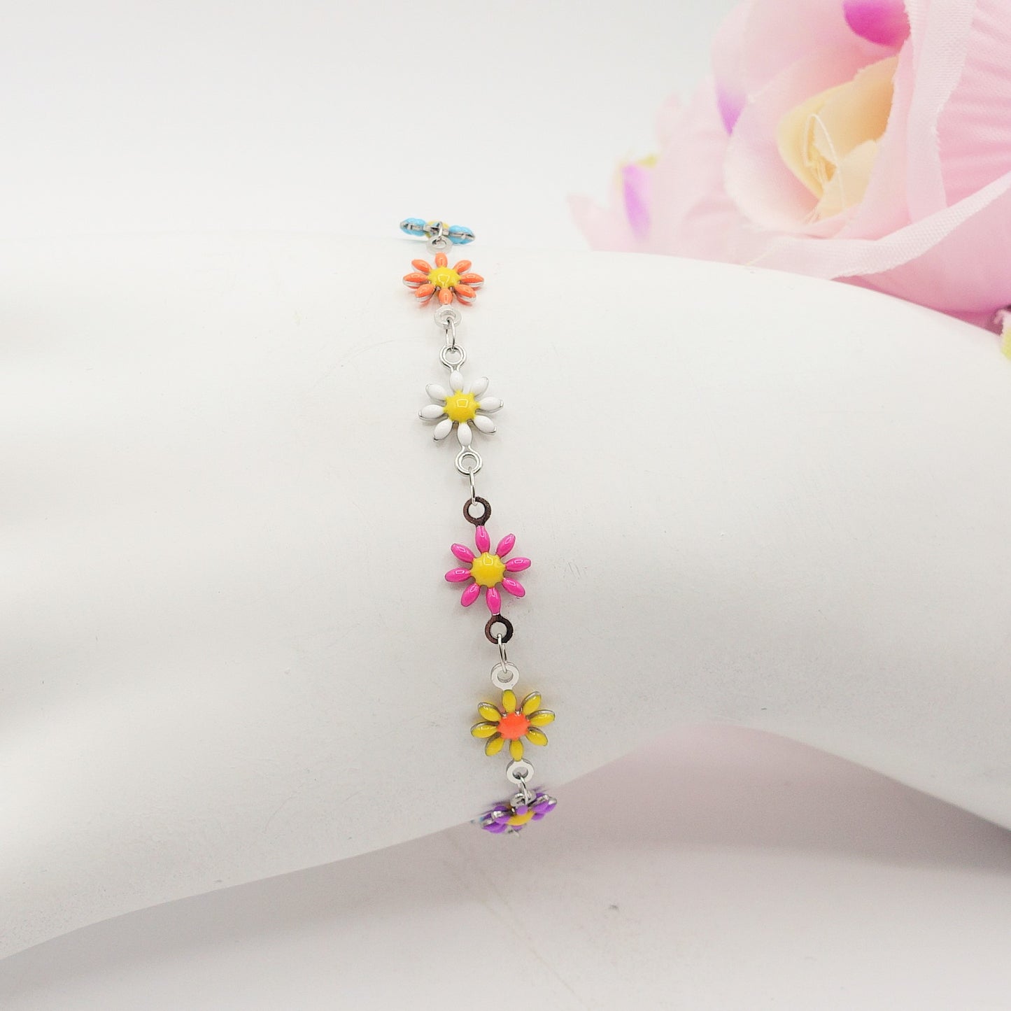 FLORA ~ Bracciale smaltato in ACCIAIO INOSSIDABILE