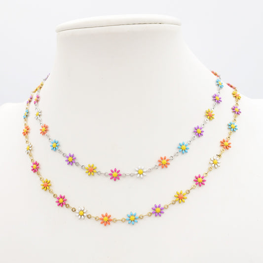 FLORA ~ Collana Choker smaltata in ACCIAIO INOSSIDABILE