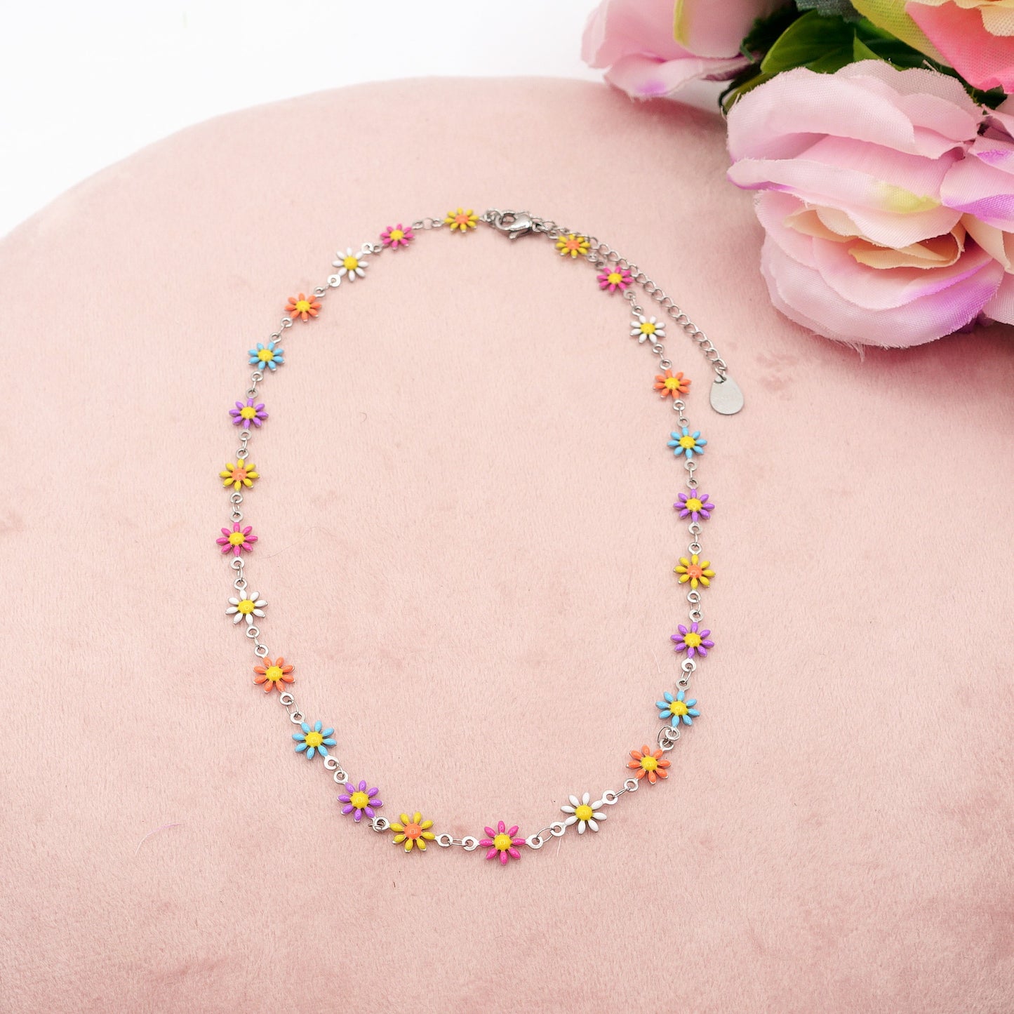 FLORA ~ Collana Choker smaltata in ACCIAIO INOSSIDABILE
