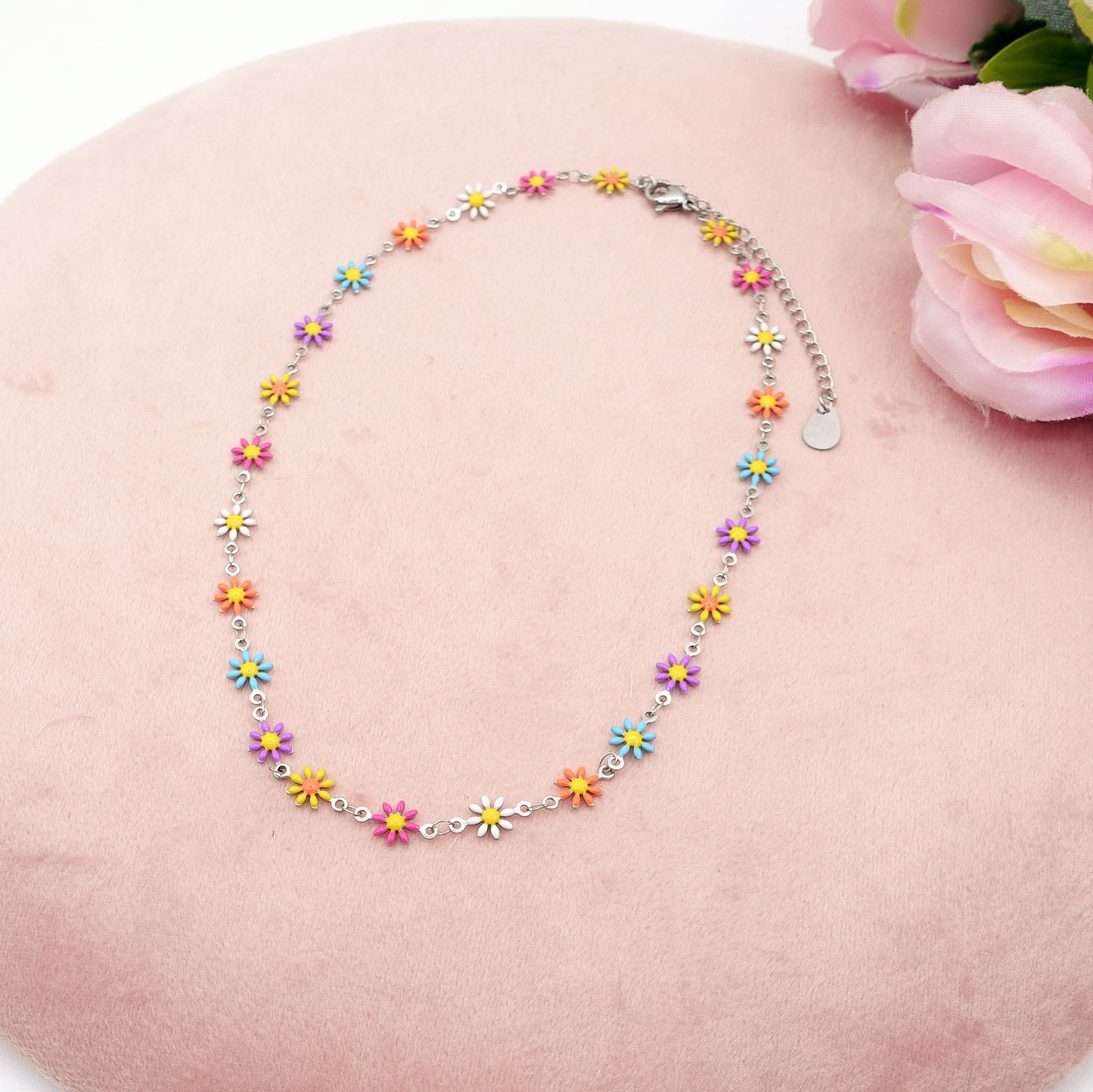 FLORA ~ Collana Choker smaltata in ACCIAIO INOSSIDABILE