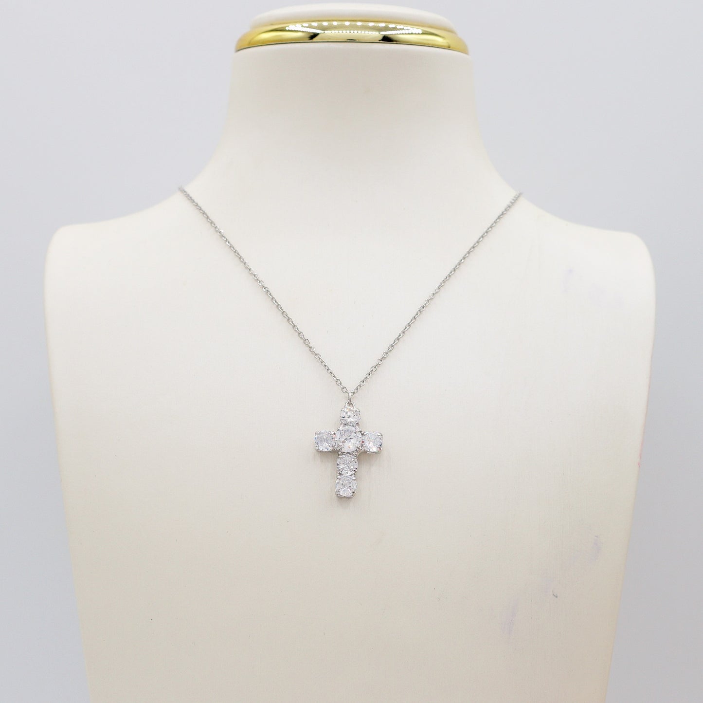 SYLVIE - MINI - ACCIAIO INOSSIDABILE- Collana con pendente croce in cubic zirconia