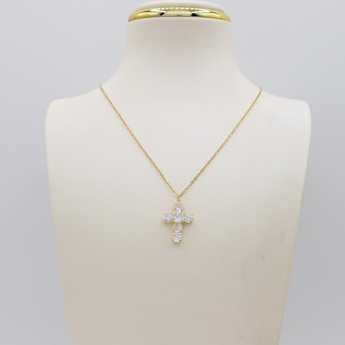 SYLVIE - MINI - ACCIAIO INOSSIDABILE- Collana con pendente croce in cubic zirconia