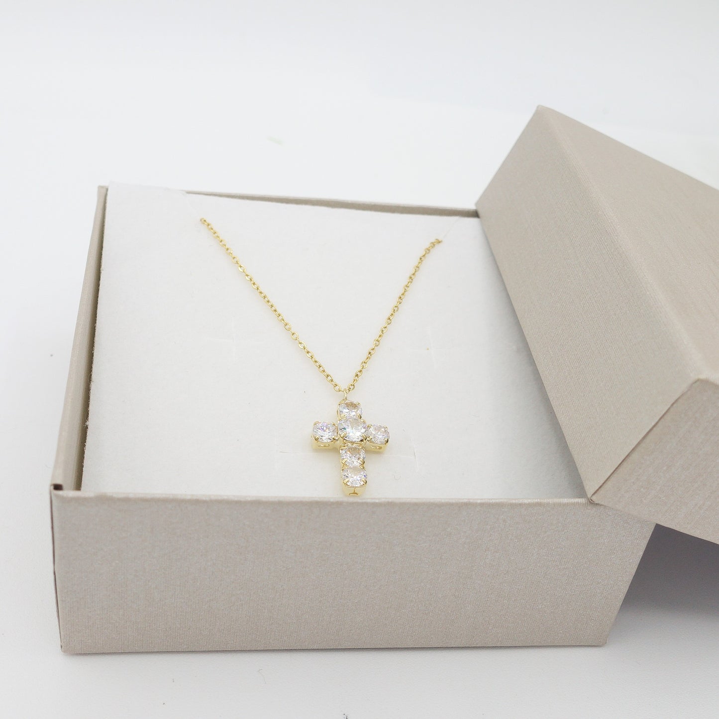 SYLVIE - MINI - ACCIAIO INOSSIDABILE- Collana con pendente croce in cubic zirconia