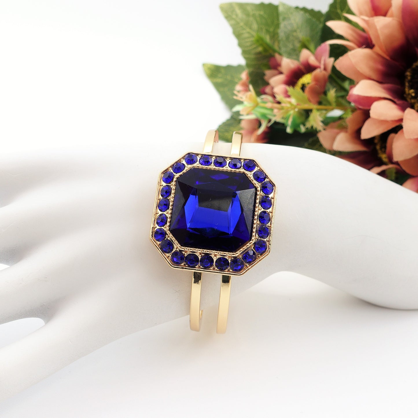 MELISSA - Bracciale manetta con maxi pietra e cubic zirconia