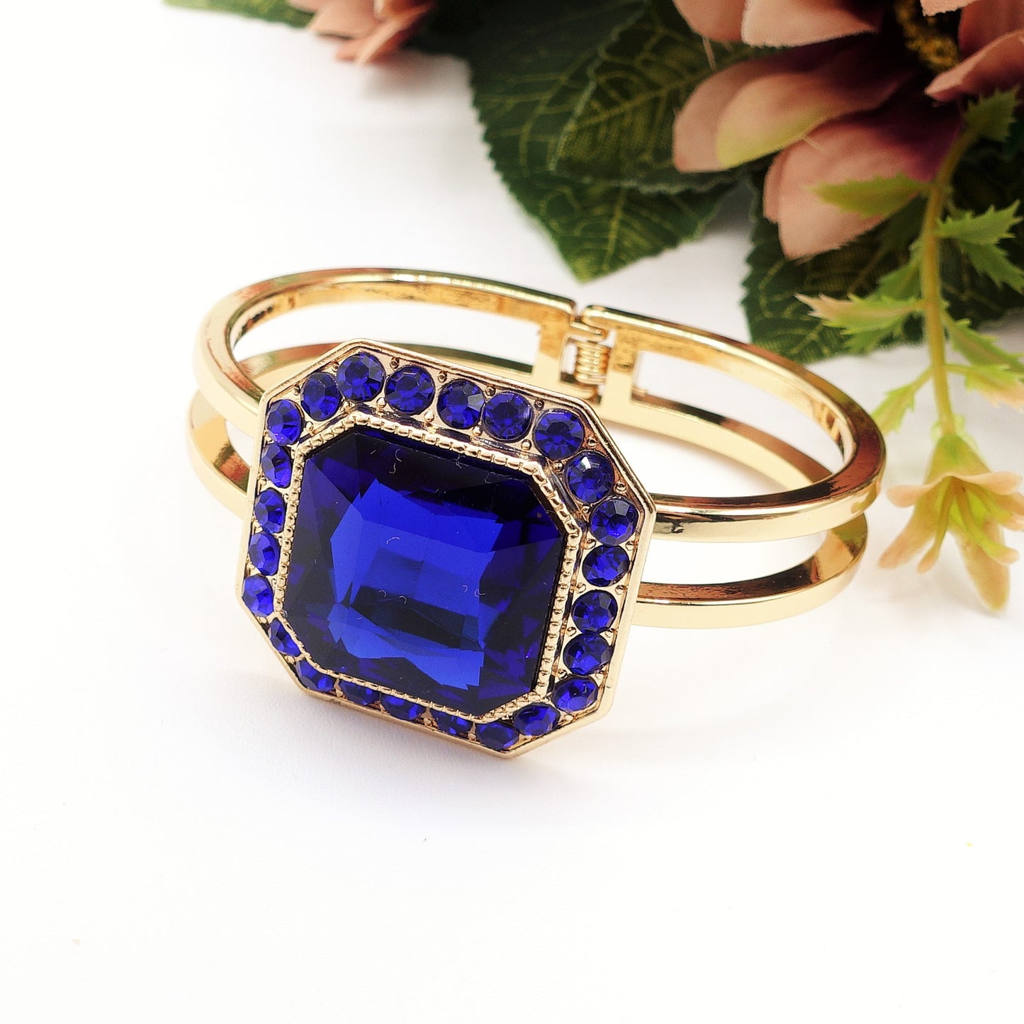 MELISSA - Bracciale manetta con maxi pietra e cubic zirconia