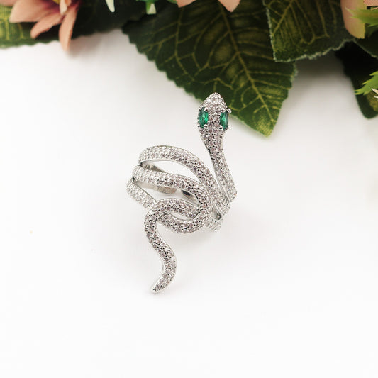 PETRA - Anello serpente regolabile con cubic zirconia
