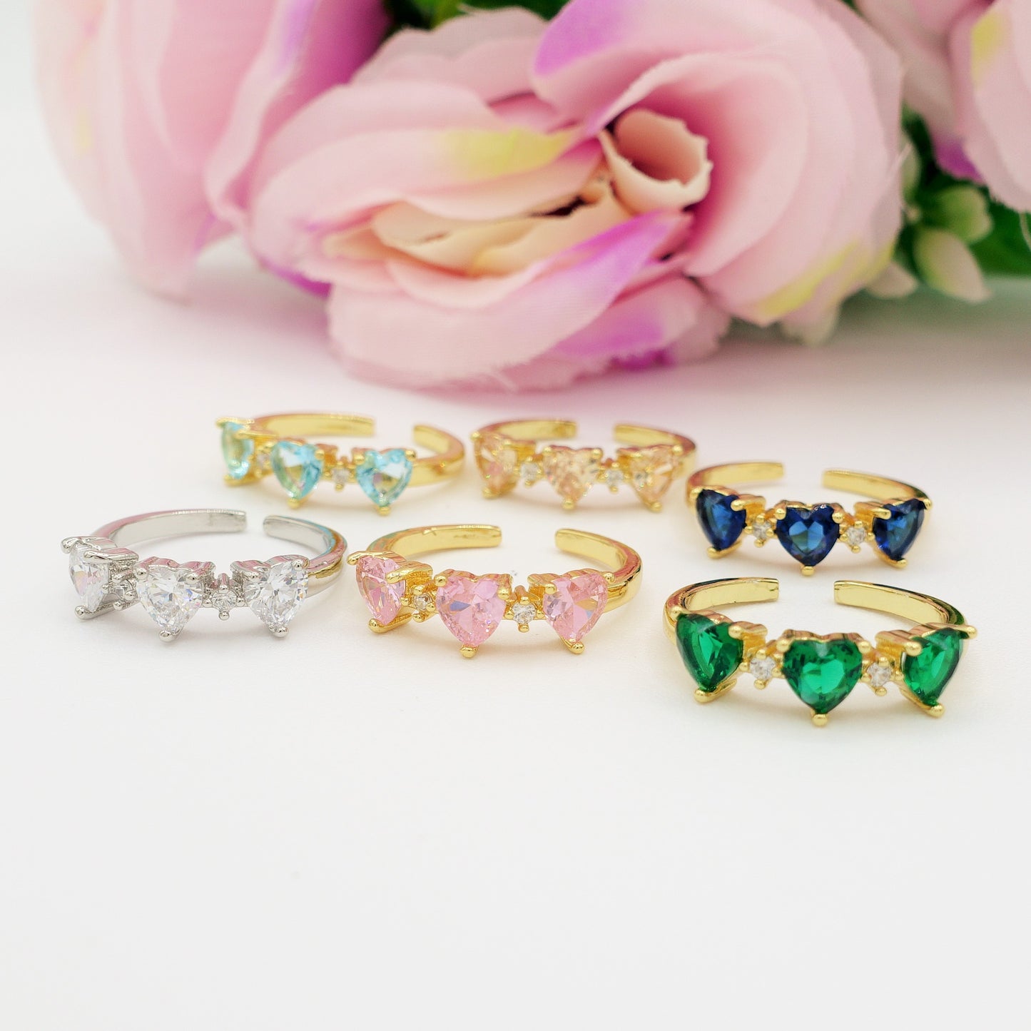 CHERIE TRILOGY ~ Anello con Cubic ZIRCONIA a forma di cuore