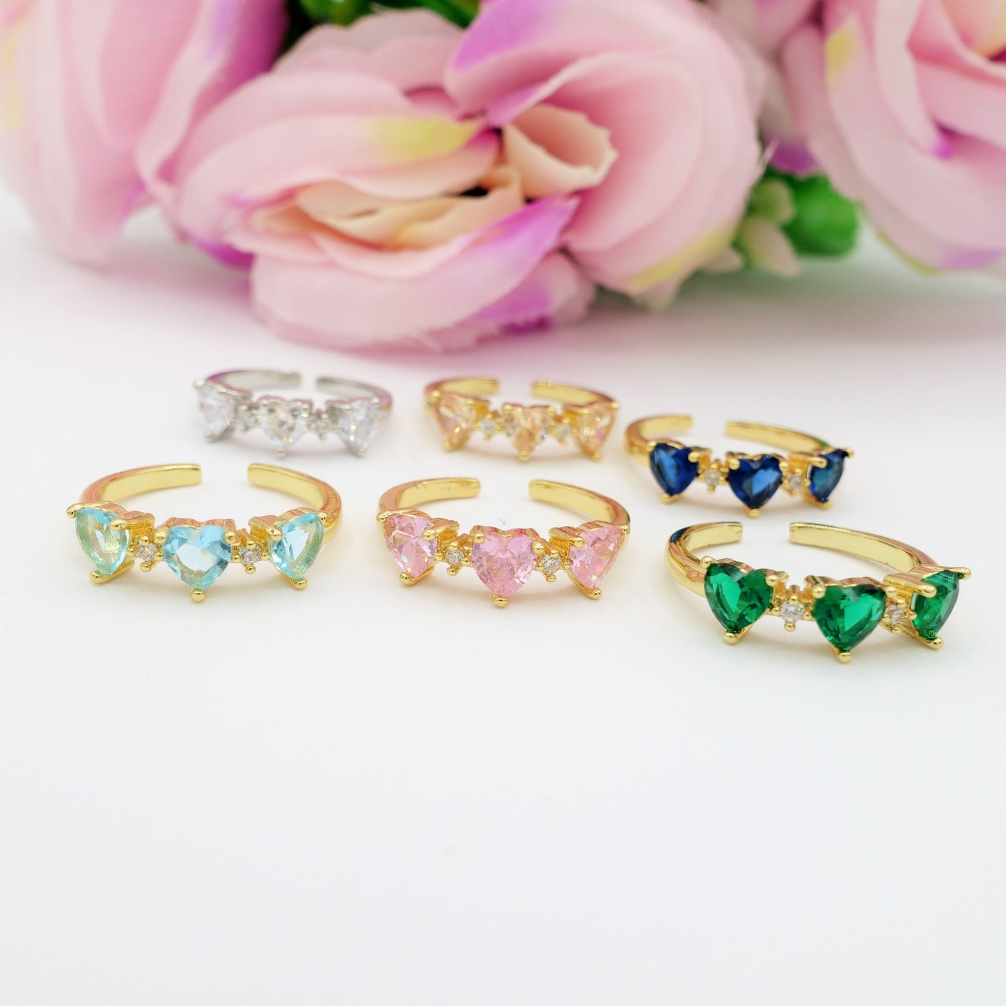 CHERIE TRILOGY ~ Anello con Cubic ZIRCONIA a forma di cuore