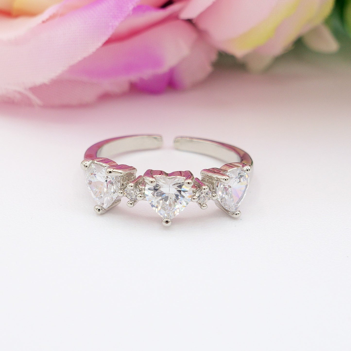 CHERIE TRILOGY ~ Anello con Cubic ZIRCONIA a forma di cuore