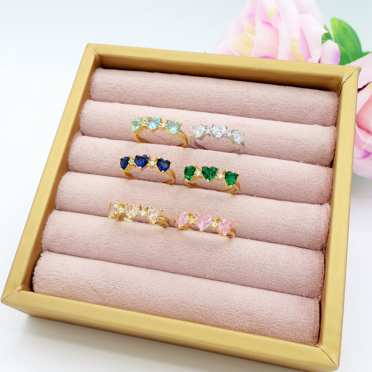 CHERIE TRILOGY ~ Anello con Cubic ZIRCONIA a forma di cuore