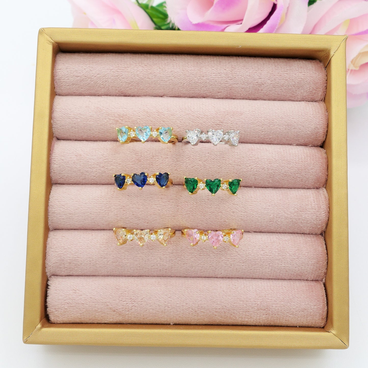 CHERIE TRILOGY ~ Anello con Cubic ZIRCONIA a forma di cuore