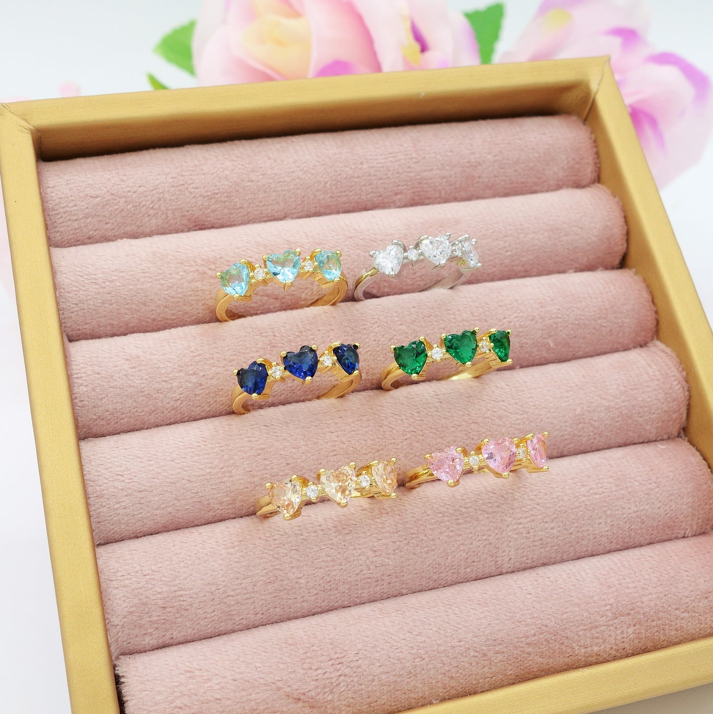 CHERIE TRILOGY ~ Anello con Cubic ZIRCONIA a forma di cuore