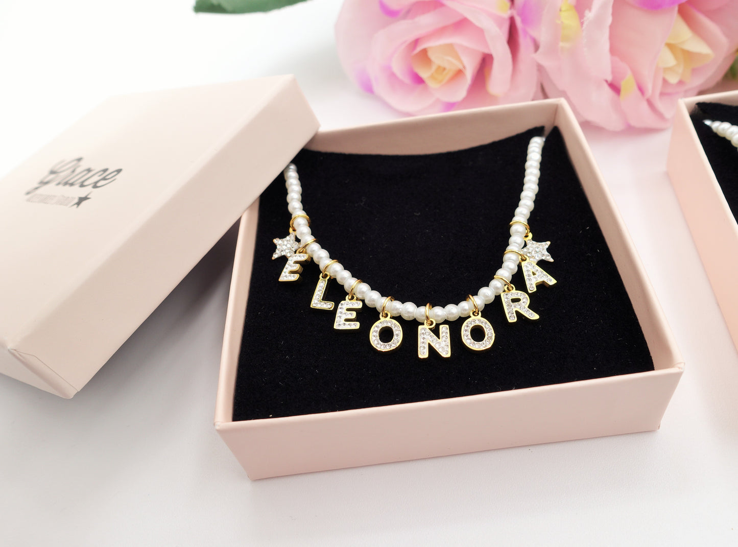 CHOKER Perle Con Nome personalizzabile in Acciaio Inox
