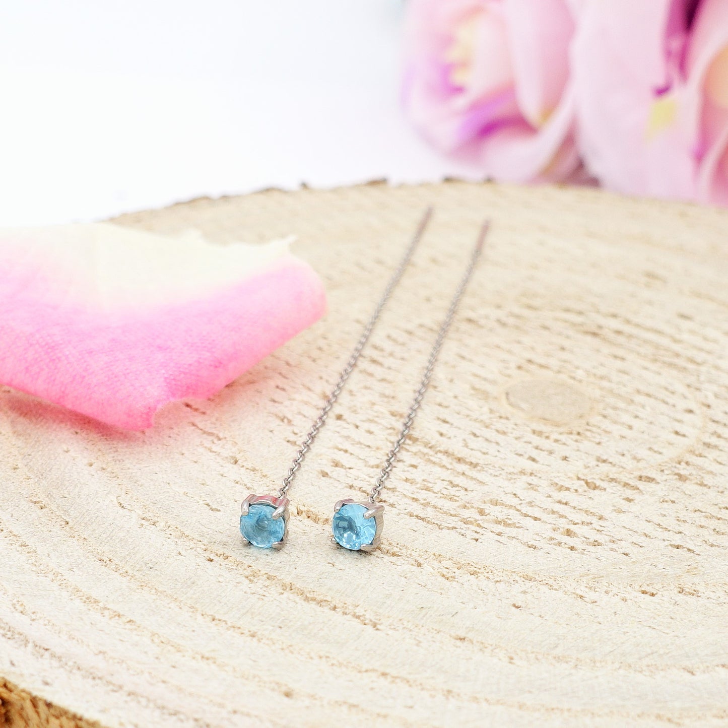 SHINY RAINBOW- Acciaio inossidabile ~ PAIO Orecchini filo pendenti con cubic zirconia