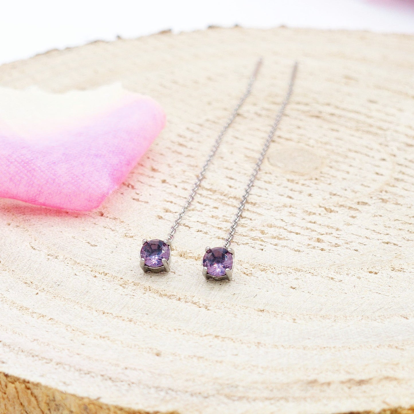 SHINY RAINBOW- Acciaio inossidabile ~ PAIO Orecchini filo pendenti con cubic zirconia